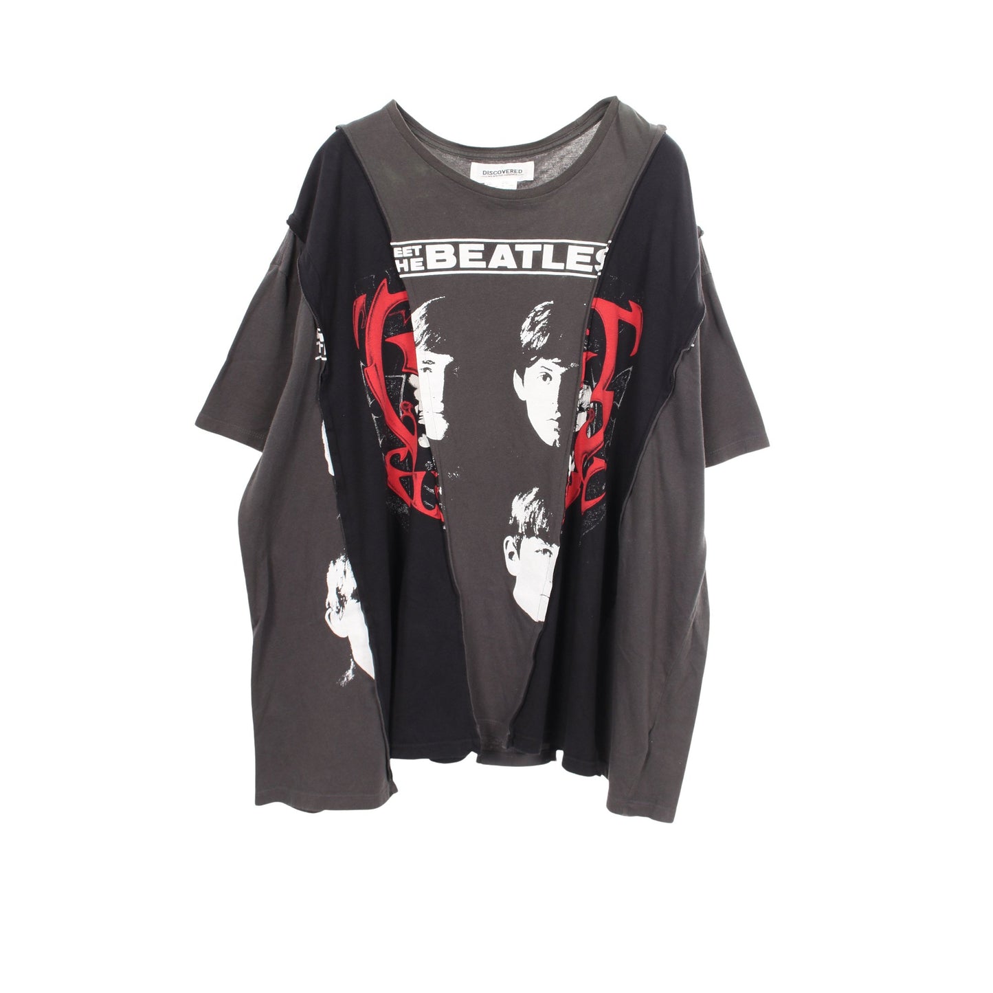 グラフィック プリント ヴィンテージ 半袖Tシャツ コットン グレー ブラック ディスカバード