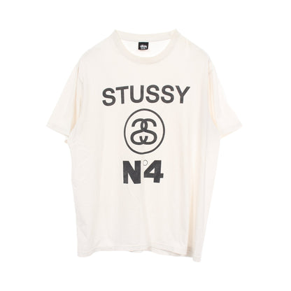 STUSSY No4 Pigment Dyed Tee SSリンク X 半袖Tシャツ コットン ホワイト ブラック ステューシー