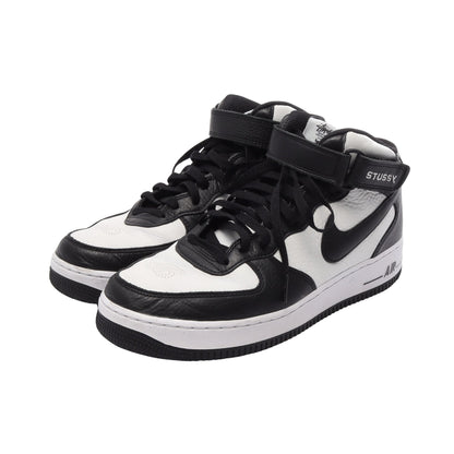 NIKE × STUSSY AIR FORCE 1 MID ハイカットスニーカー レザー ホワイト ブラック ステューシー