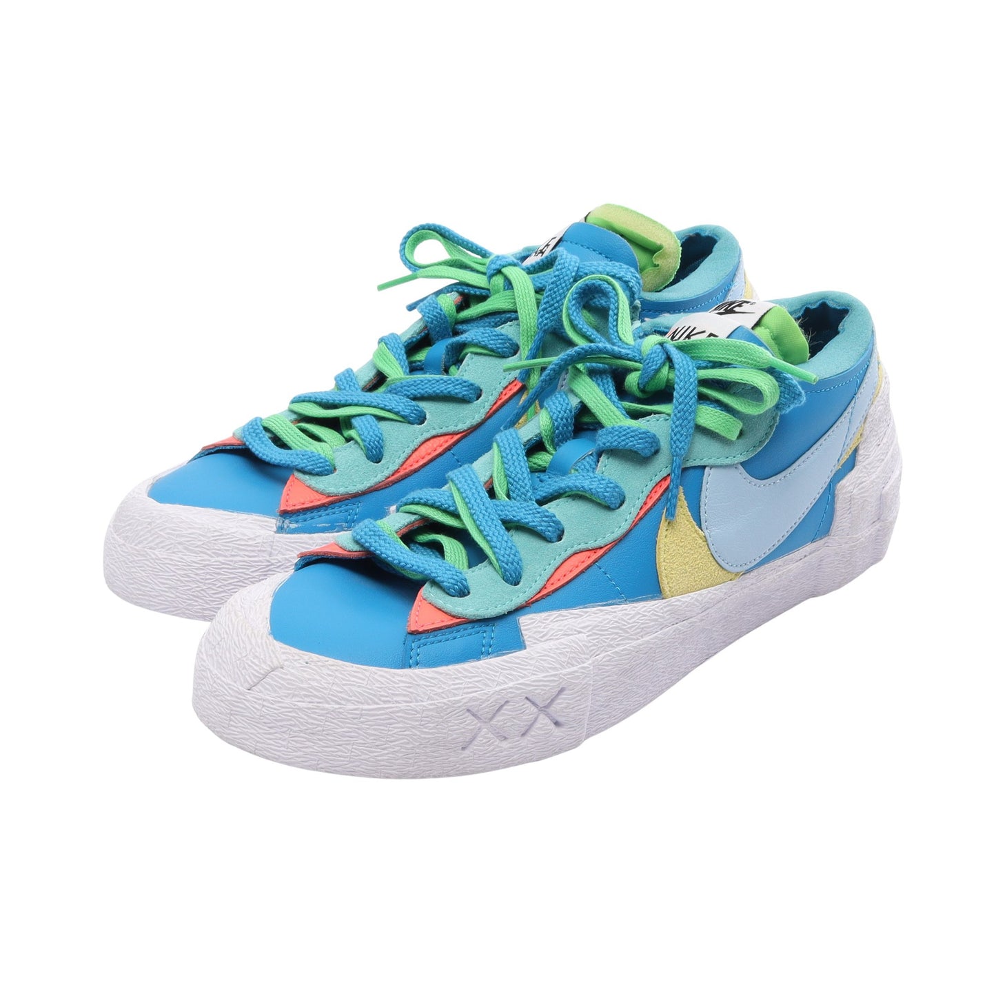 NIKE × KAWS × sacai Blazer Low スニーカー レザー ライトブルー エメラルドグリーン マルチカラー ナイキ