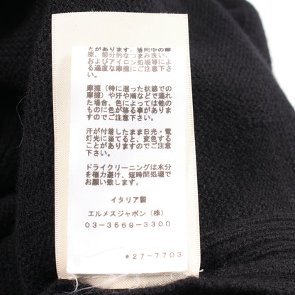 Hジャガード Vネック スキッパー チュニック ニット ウール ブラック エルメス