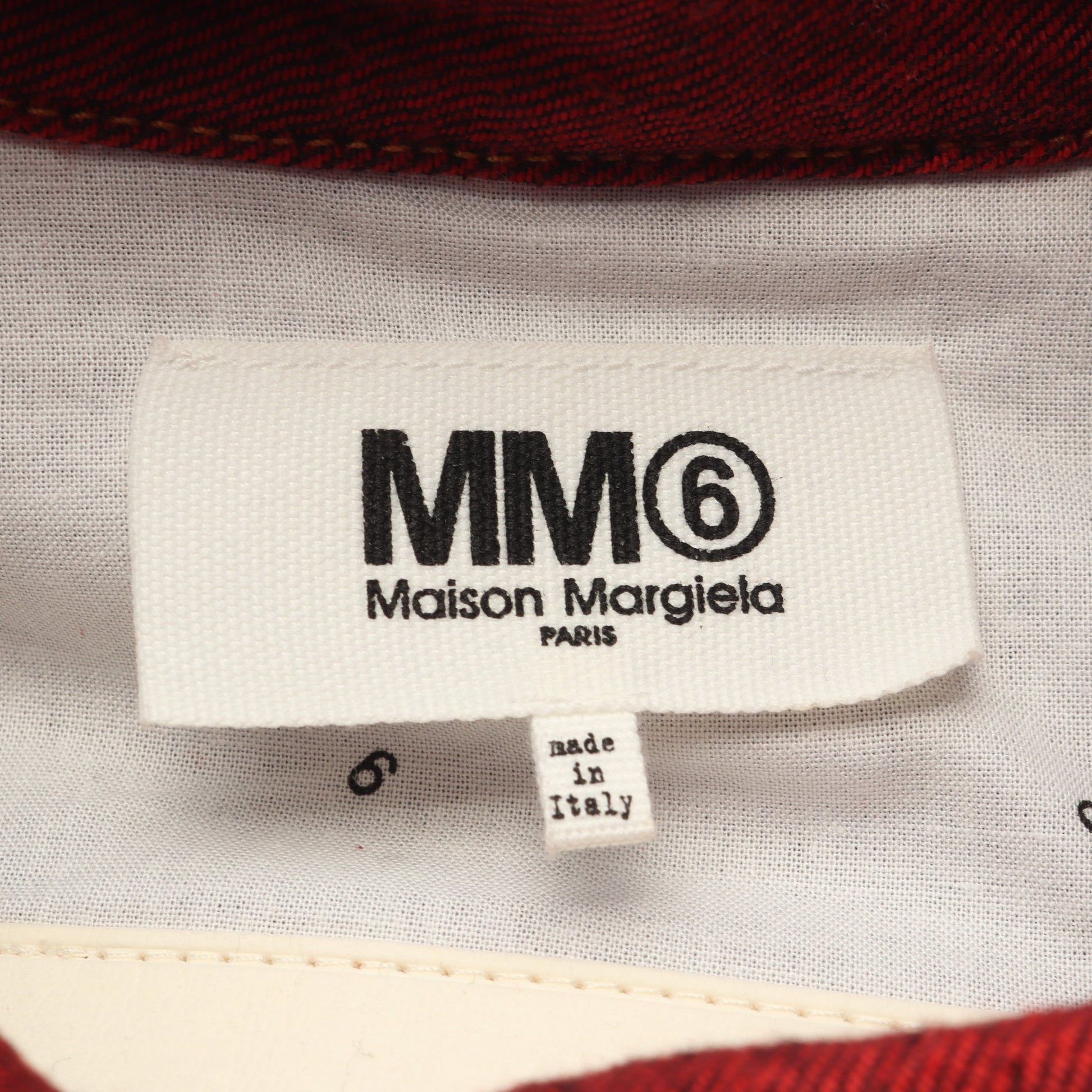 オープンスリーブ バックロゴ デニムジャケット コットン レッド エムエムシックスメゾンマルジェラ アウター MM6 MAISON MARGIELA