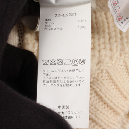 パッチワーク ハイネック ニット ウール アイボリー サカイ トップス sacai