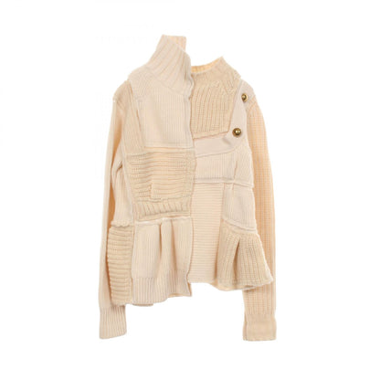 パッチワーク ハイネック ニット ウール アイボリー サカイ トップス sacai