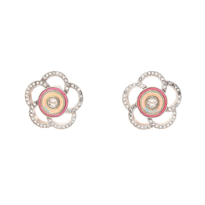 カメリア ココマーク ピアス GP ラインストーン ゴールド クリア ピンク 17S シャネル アクセサリー CHANEL