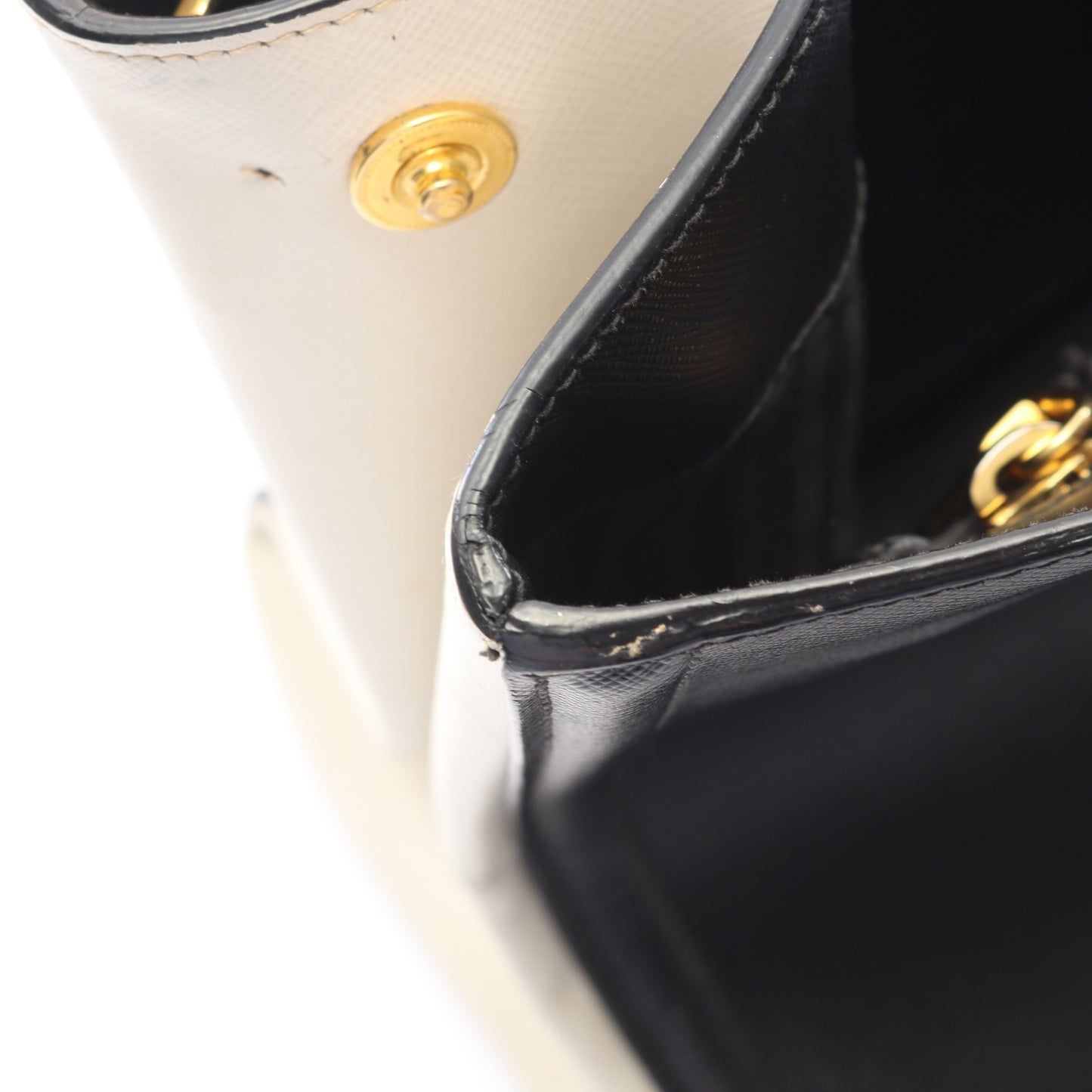 ガレリア 2WAY ハンドバッグ トートバッグ サフィアーノレザー ブラック オフホワイト プラダ バッグ PRADA