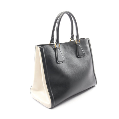ガレリア 2WAY ハンドバッグ トートバッグ サフィアーノレザー ブラック オフホワイト プラダ バッグ PRADA