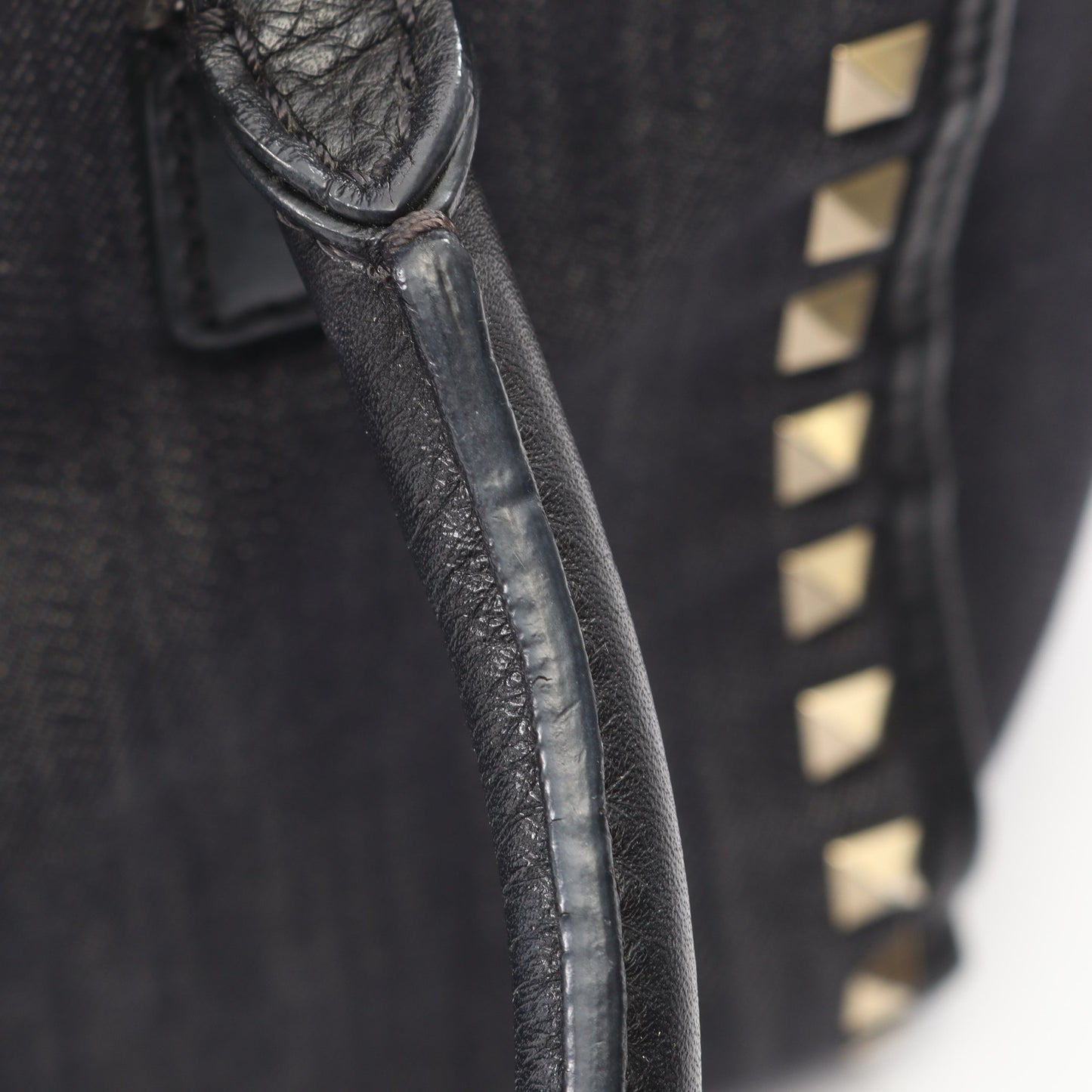 ロックスタッズ 2WAY ハンドバッグ デニム レザー ネイビー ブラック ヴァレンティノガラヴァーニ バッグ VALENTINO GARAVANI