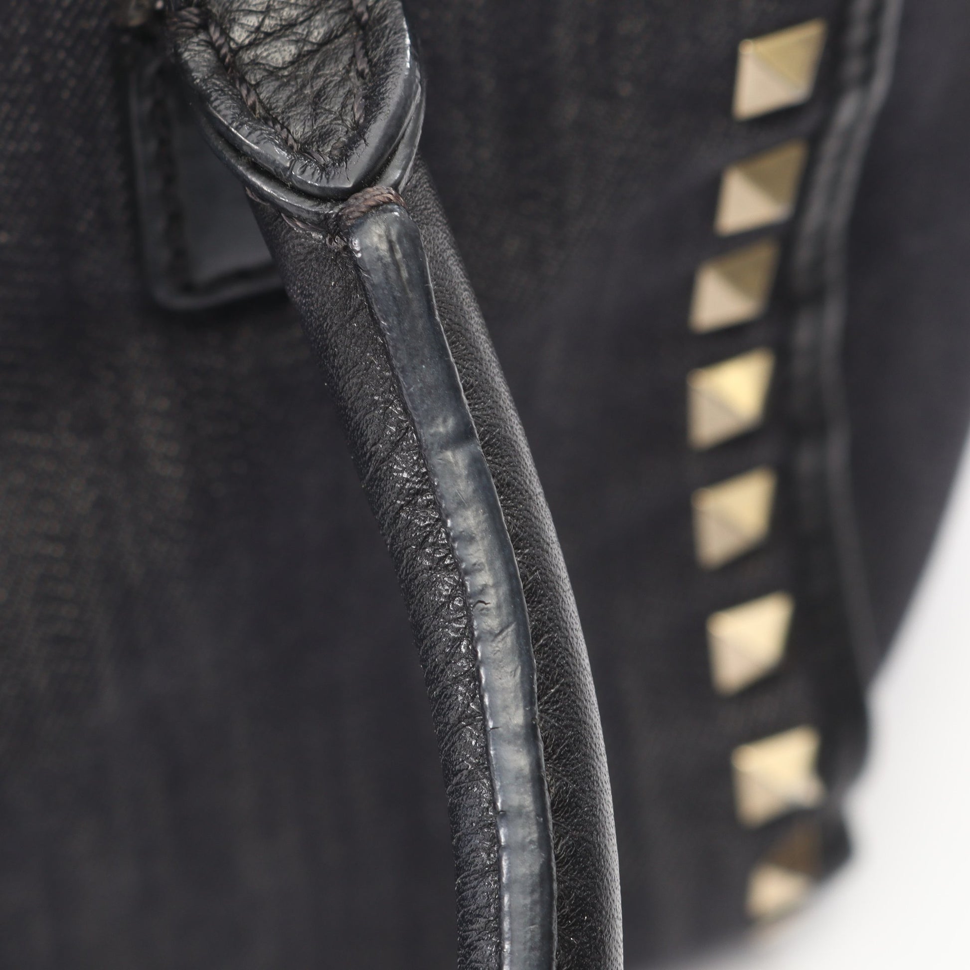 ロックスタッズ 2WAY ハンドバッグ デニム レザー ネイビー ブラック ヴァレンティノガラヴァーニ バッグ VALENTINO GARAVANI