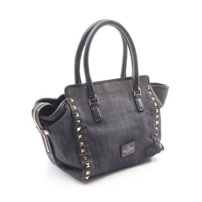 ロックスタッズ 2WAY ハンドバッグ デニム レザー ネイビー ブラック ヴァレンティノガラヴァーニ バッグ VALENTINO GARAVANI