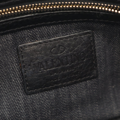 ロックスタッズ 2WAY ハンドバッグ デニム レザー ネイビー ブラック ヴァレンティノガラヴァーニ バッグ VALENTINO GARAVANI