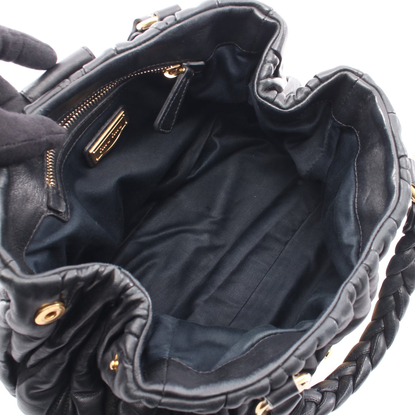 MATELASSE マテラッセ 2WAY ハンドバッグ レザー ブラック ミュウミュウ