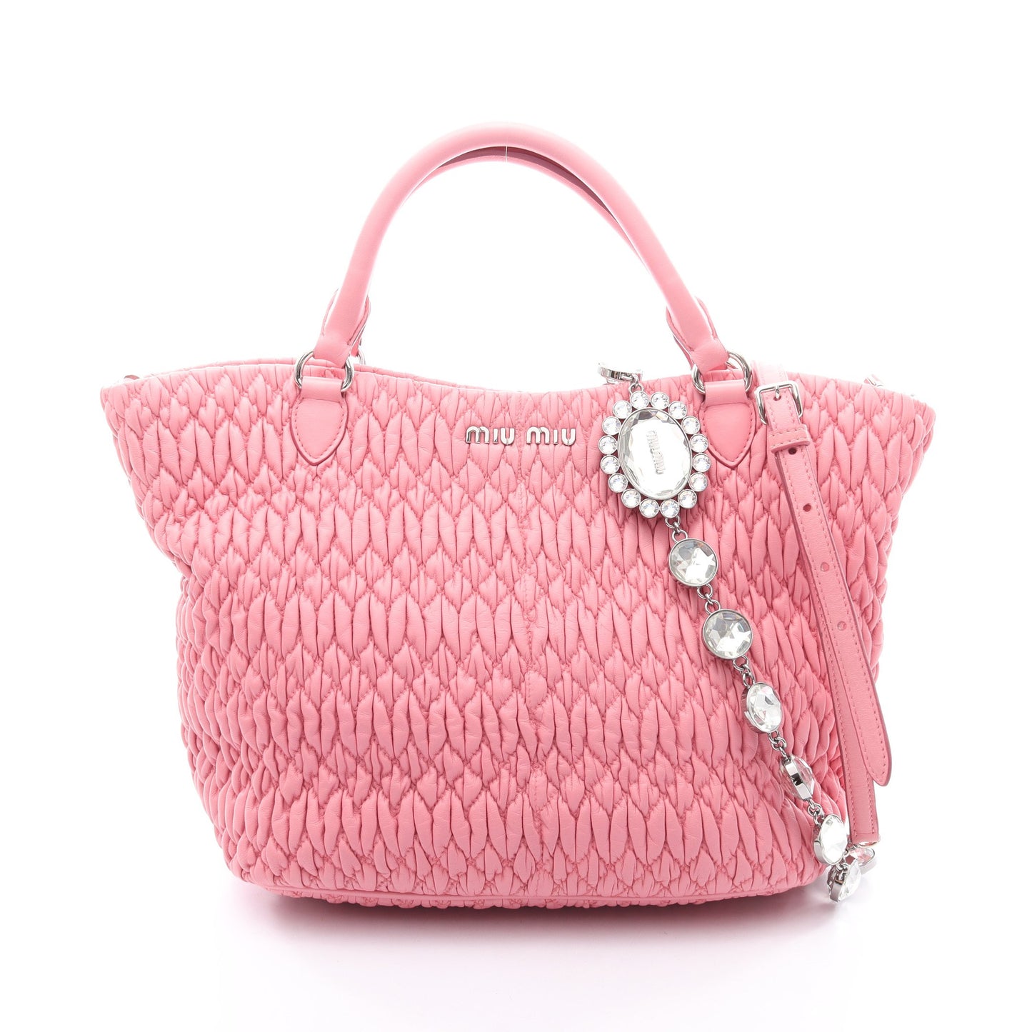 マテラッセ クリスタル 3WAY ハンドバッグ レザー ピンク ミュウミュウ バッグ miu miu