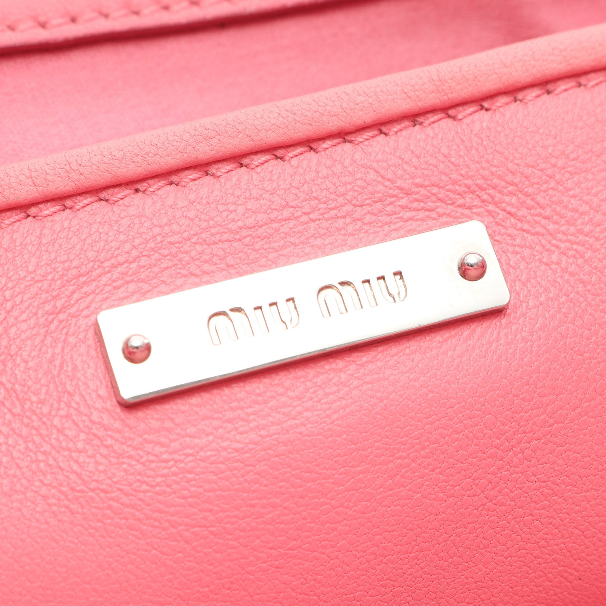 マテラッセ クリスタル 3WAY ハンドバッグ レザー ピンク ミュウミュウ バッグ miu miu