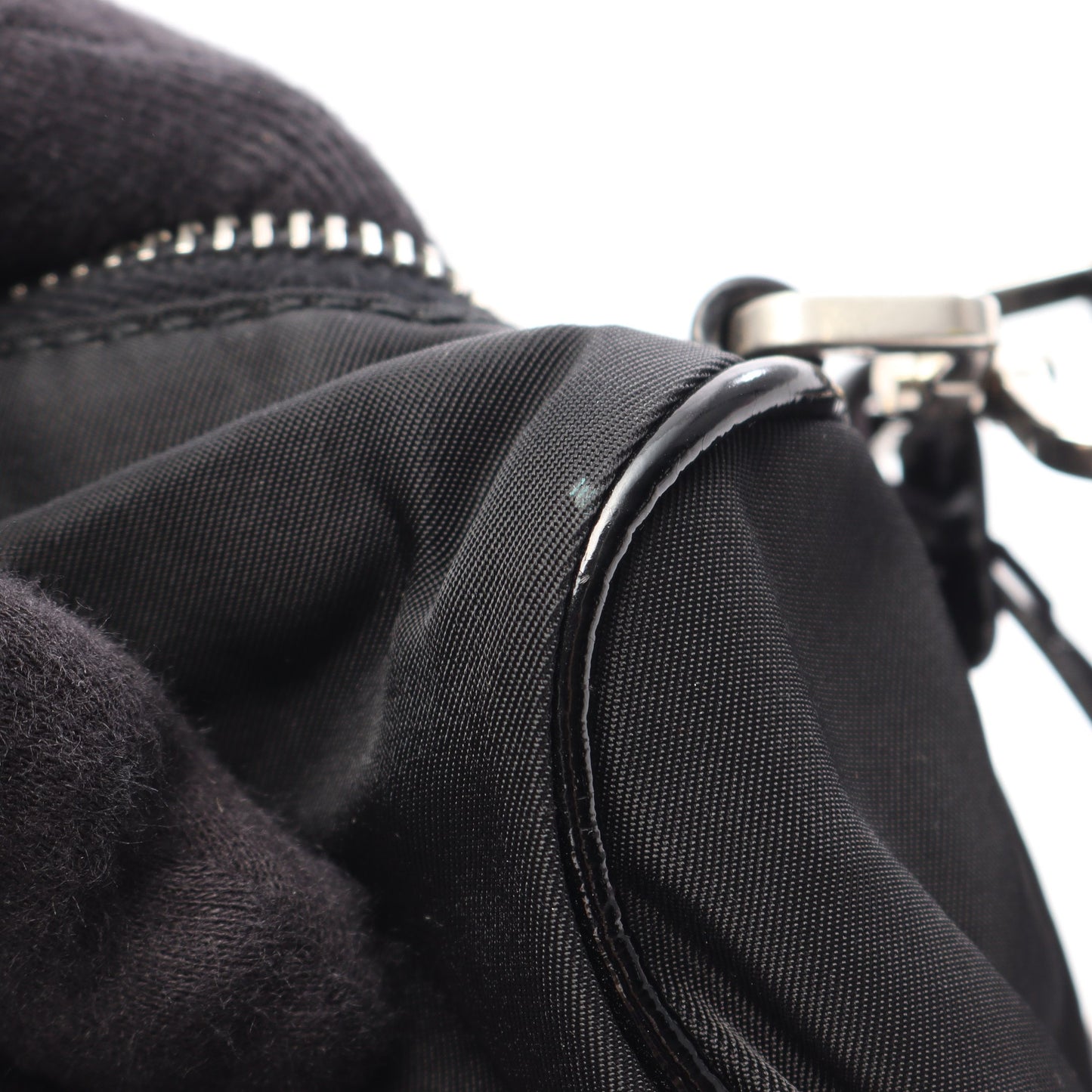 TESSUTO+SAFFIANO ショルダーバッグ ナイロン エナメルレザー ブラック プラダ バッグ PRADA
