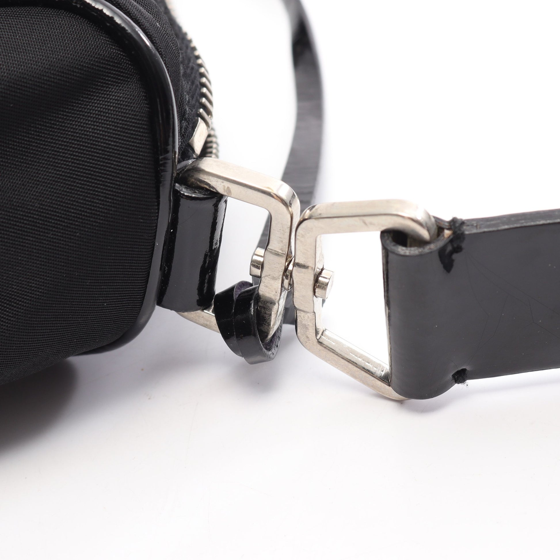 TESSUTO+SAFFIANO ショルダーバッグ ナイロン エナメルレザー ブラック プラダ バッグ PRADA
