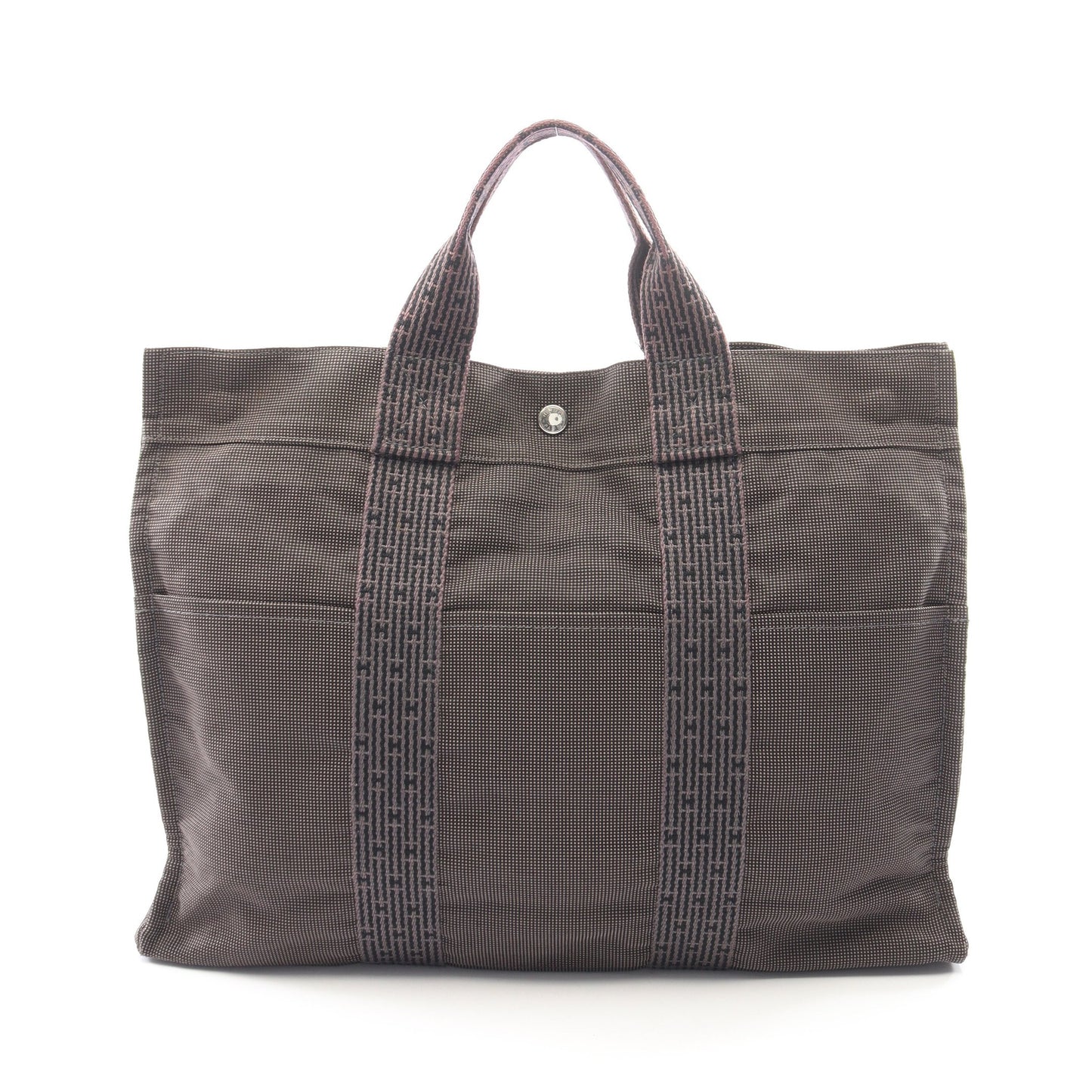 エールラインMM ハンドバッグ トートバッグ ナイロンキャンバス ダークグレー シルバー金具 エルメス バッグ HERMES