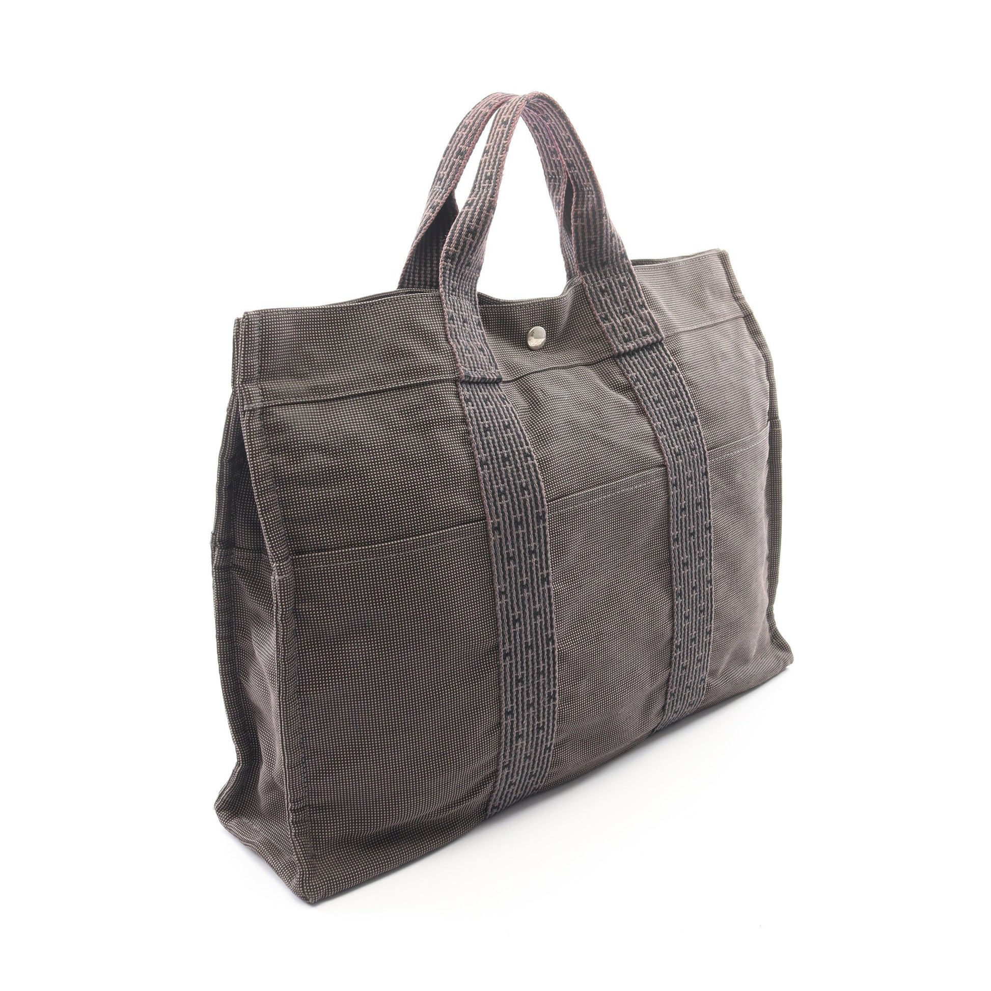 エールラインMM ハンドバッグ トートバッグ ナイロンキャンバス ダークグレー シルバー金具 エルメス バッグ HERMES
