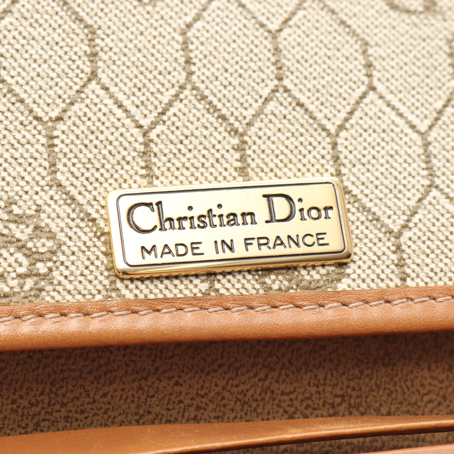 ハニカム チェーンショルダーバッグ PVC レザー ベージュ ブラウン クリスチャンディオール バッグ Christian Dior