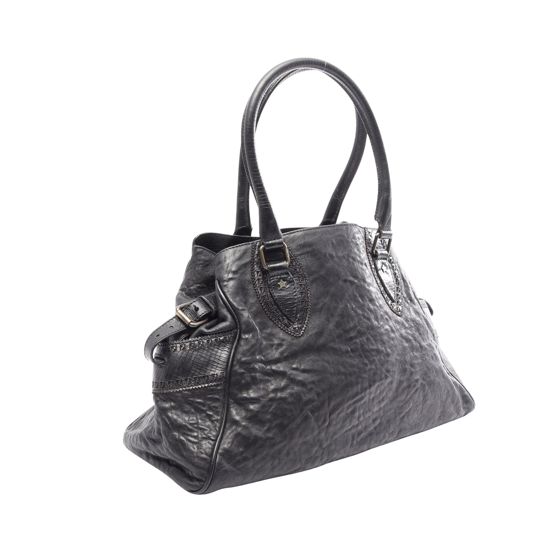 エトニコ ハンドバッグ レザー ブラック フェンディ バッグ FENDI