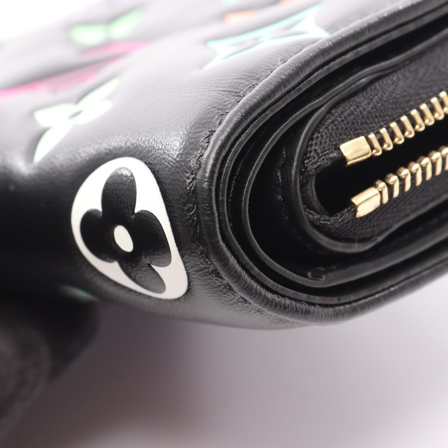 LV × TM ポルトフォイユルー 二つ折り財布 レザー ブラック マルチカラー ルイヴィトン