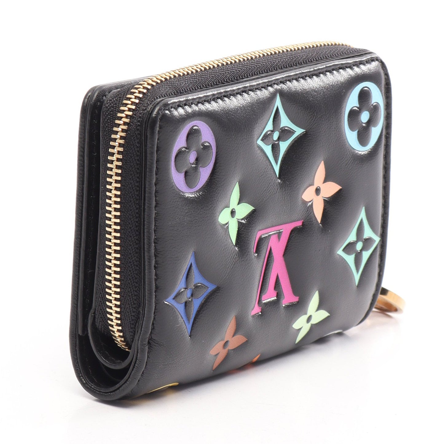 LV × TM ポルトフォイユルー 二つ折り財布 レザー ブラック マルチカラー ルイヴィトン