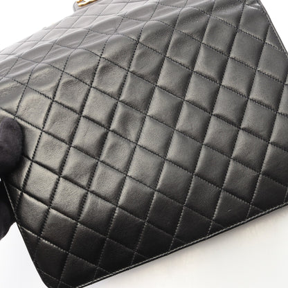 マトラッセ プッシュロック チェーンショルダーバッグ ラムスキン ブラック ゴールド金具 シャネル バッグ CHANEL