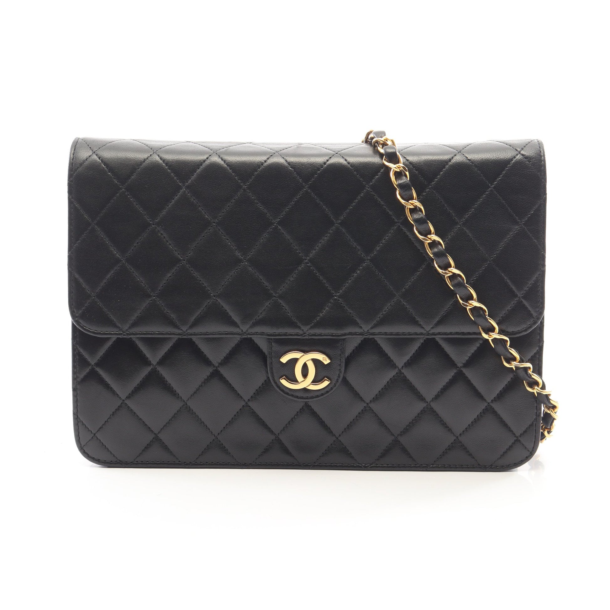 マトラッセ プッシュロック チェーンショルダーバッグ ラムスキン ブラック ゴールド金具 シャネル バッグ CHANEL