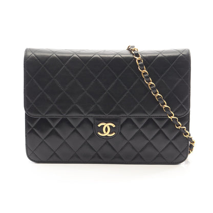 マトラッセ プッシュロック チェーンショルダーバッグ ラムスキン ブラック ゴールド金具 シャネル バッグ CHANEL
