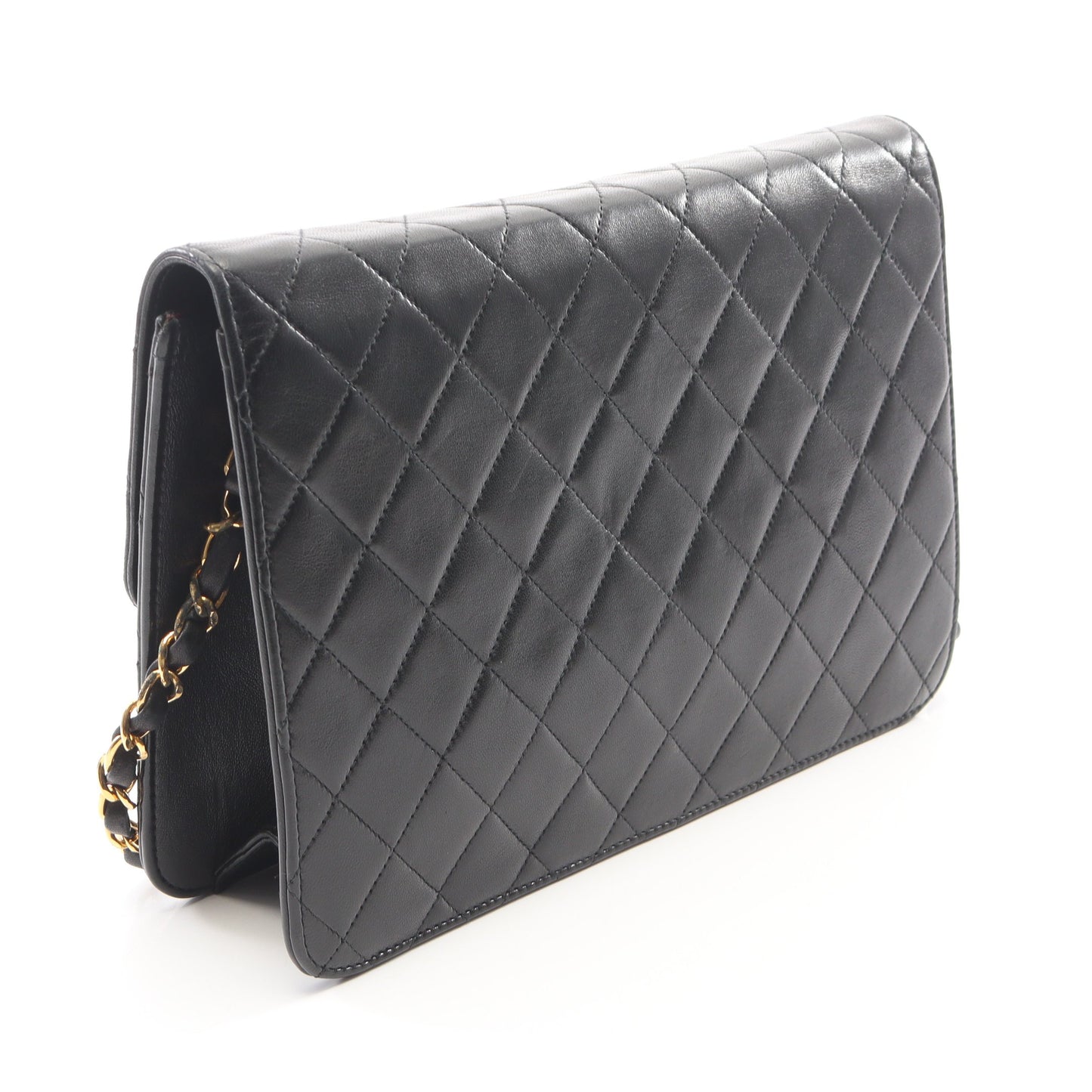 マトラッセ プッシュロック チェーンショルダーバッグ ラムスキン ブラック ゴールド金具 シャネル バッグ CHANEL