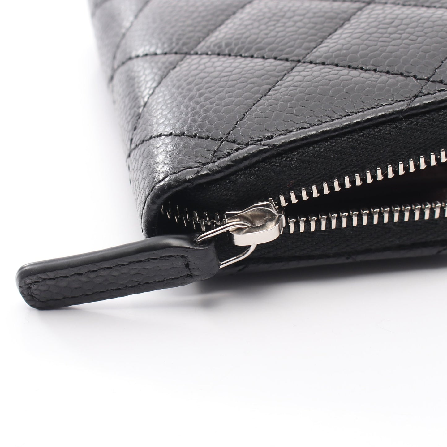 クラシック ジップ コインパース マトラッセ コインケース キャビアスキン ブラック シルバー金具 シャネル 財布・小物 CHANEL