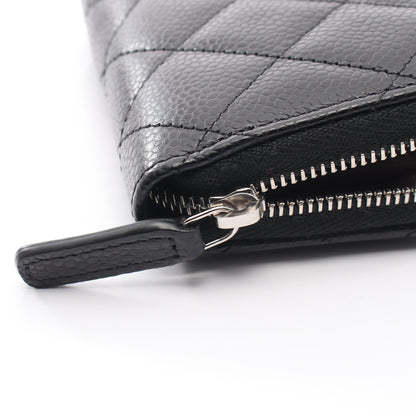 クラシック ジップ コインパース マトラッセ コインケース キャビアスキン ブラック シルバー金具 シャネル 財布・小物 CHANEL