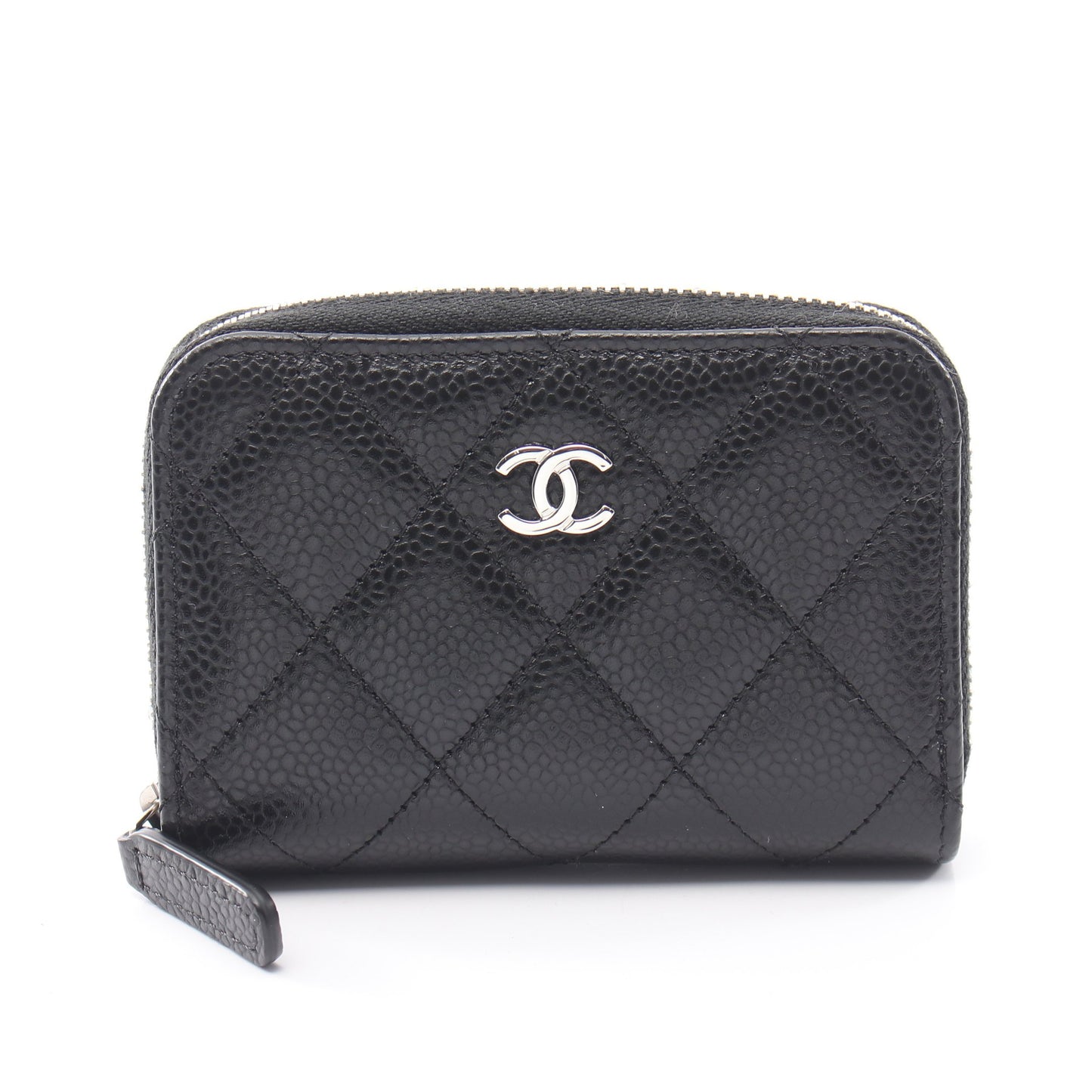 クラシック ジップ コインパース マトラッセ コインケース キャビアスキン ブラック シルバー金具 シャネル 財布・小物 CHANEL