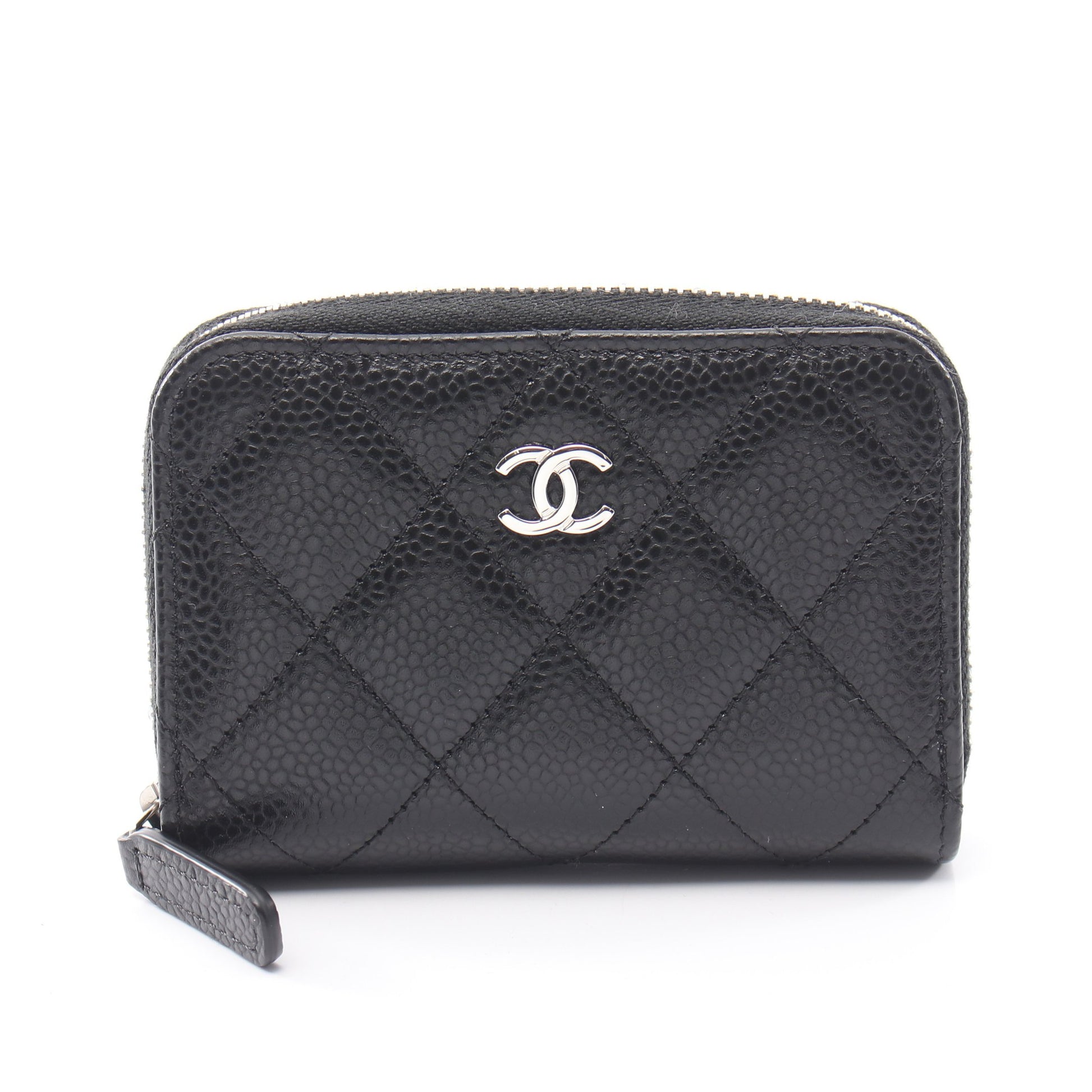 クラシック ジップ コインパース マトラッセ コインケース キャビアスキン ブラック シルバー金具 シャネル 財布・小物 CHANEL