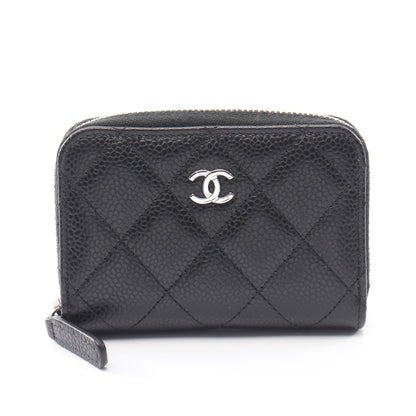 クラシック ジップ コインパース マトラッセ コインケース キャビアスキン ブラック シルバー金具 シャネル 財布・小物 CHANEL