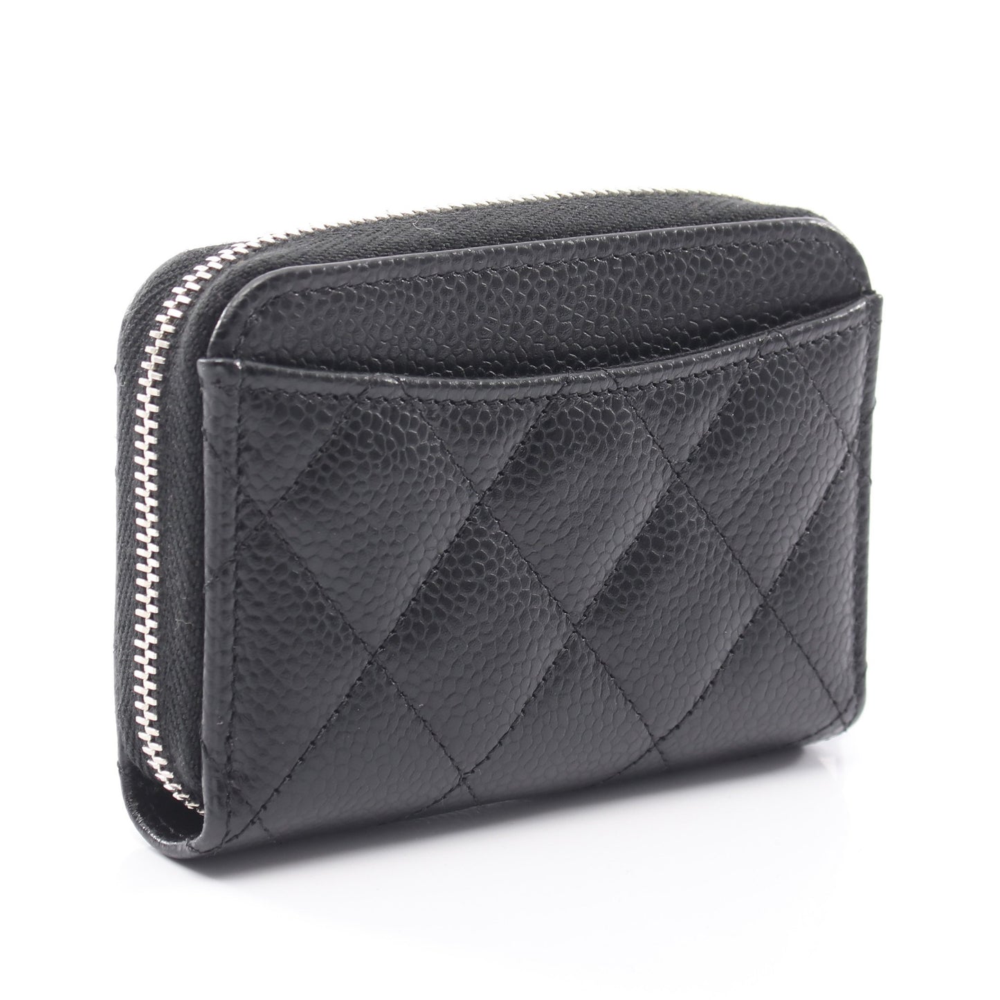 クラシック ジップ コインパース マトラッセ コインケース キャビアスキン ブラック シルバー金具 シャネル 財布・小物 CHANEL