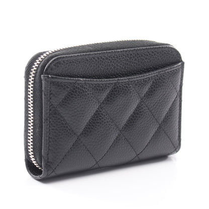 クラシック ジップ コインパース マトラッセ コインケース キャビアスキン ブラック シルバー金具 シャネル 財布・小物 CHANEL