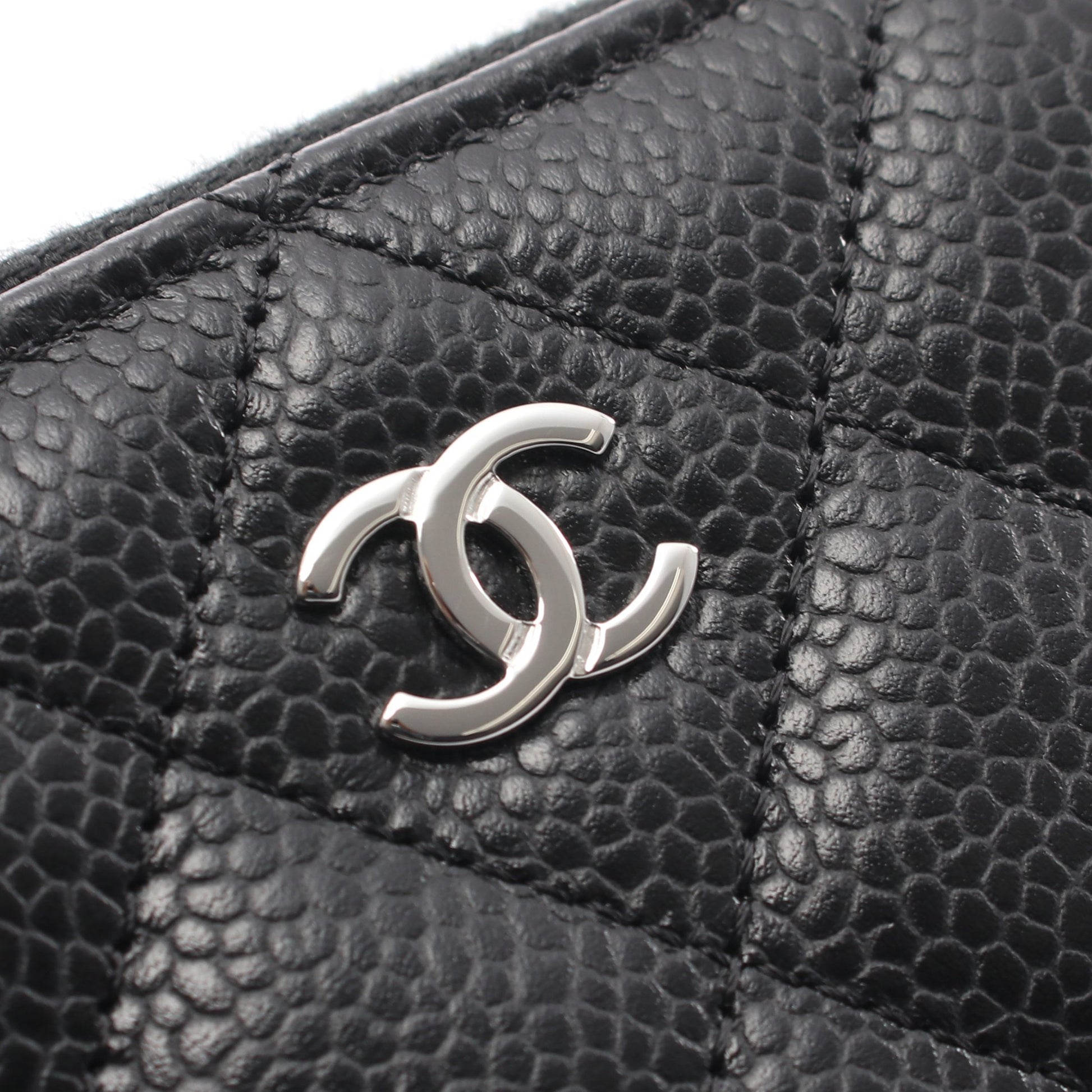 クラシック ジップ コインパース マトラッセ コインケース キャビアスキン ブラック シルバー金具 シャネル 財布・小物 CHANEL