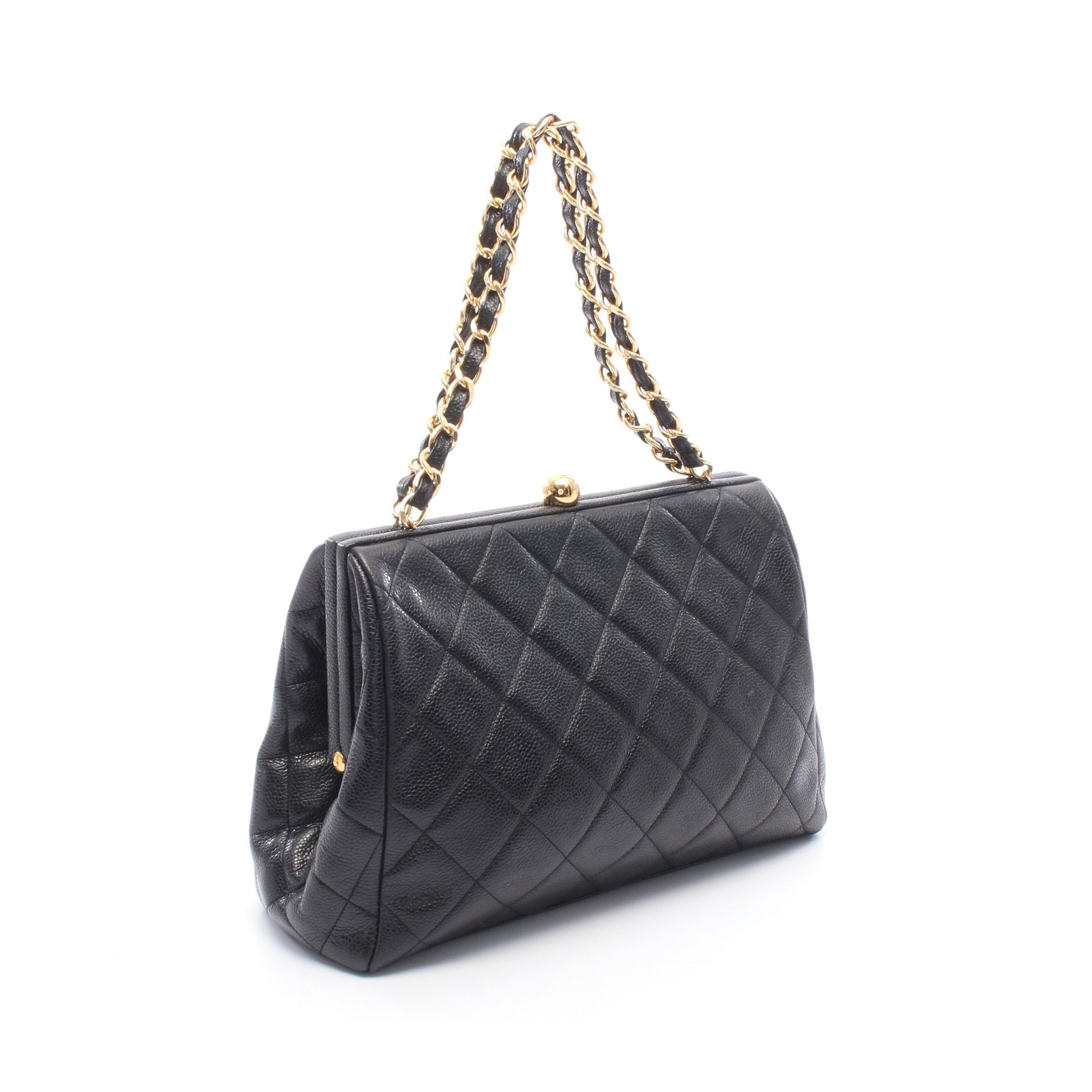 マトラッセ チェーンハンドバッグ キャビアスキン ブラック ゴールド金具 シャネル バッグ CHANEL