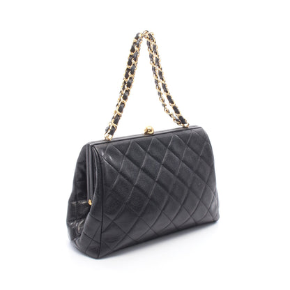 マトラッセ チェーンハンドバッグ キャビアスキン ブラック ゴールド金具 シャネル バッグ CHANEL