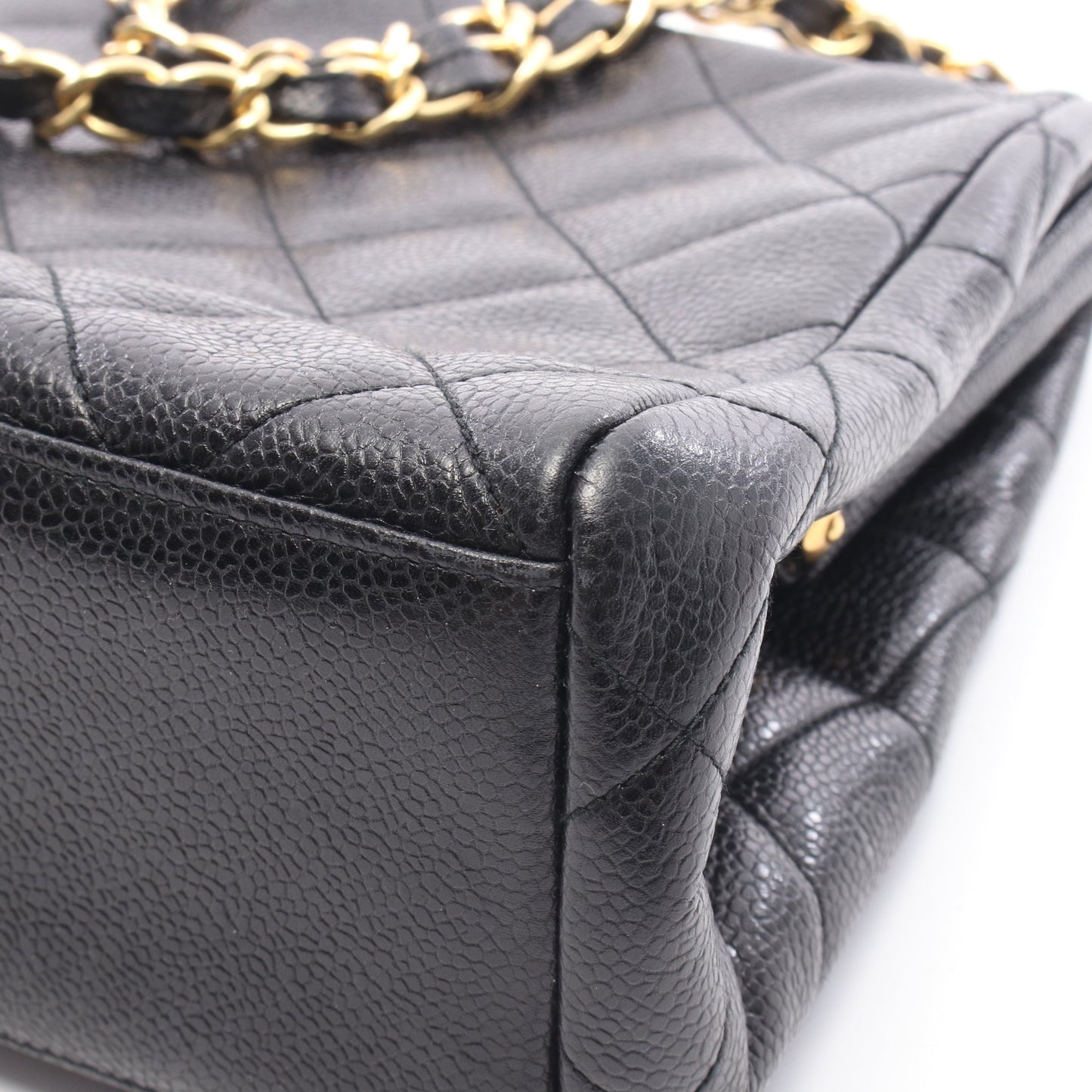 マトラッセ チェーンハンドバッグ キャビアスキン ブラック ゴールド金具 シャネル バッグ CHANEL