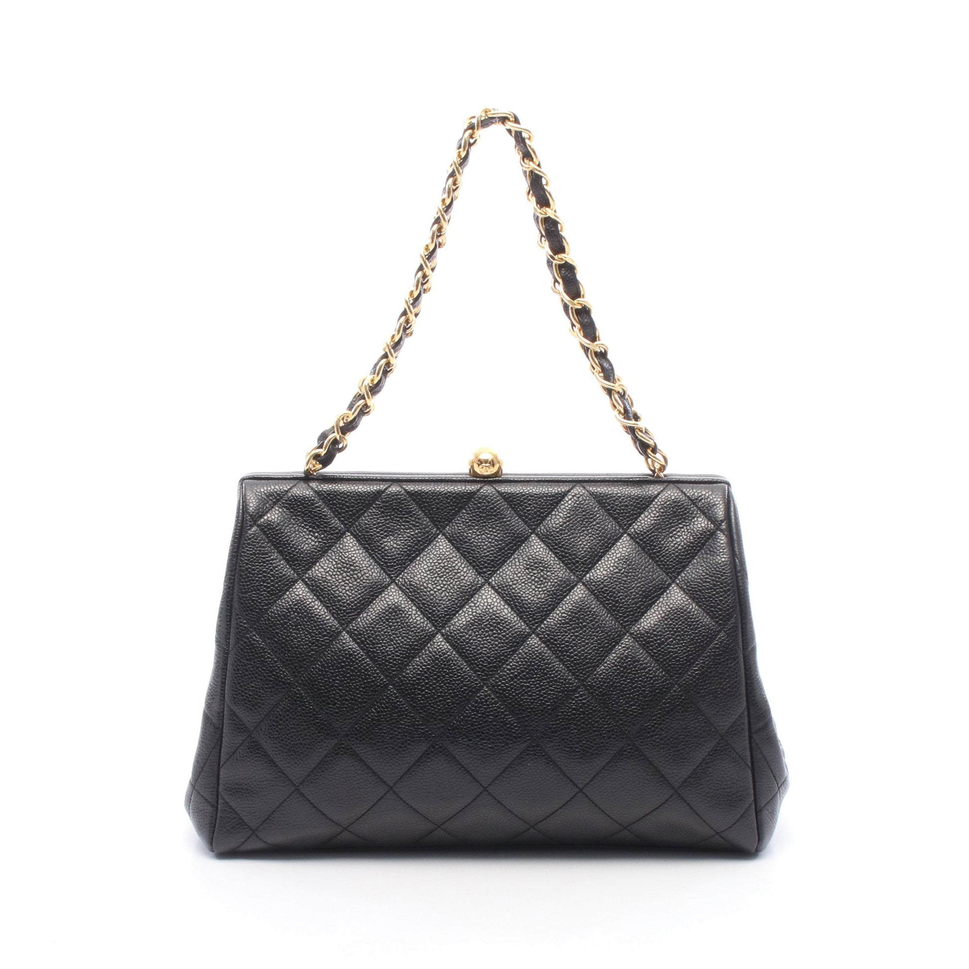 マトラッセ チェーンハンドバッグ キャビアスキン ブラック ゴールド金具 シャネル バッグ CHANEL