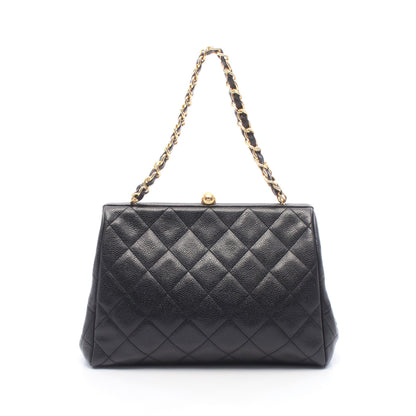 マトラッセ チェーンハンドバッグ キャビアスキン ブラック ゴールド金具 シャネル バッグ CHANEL