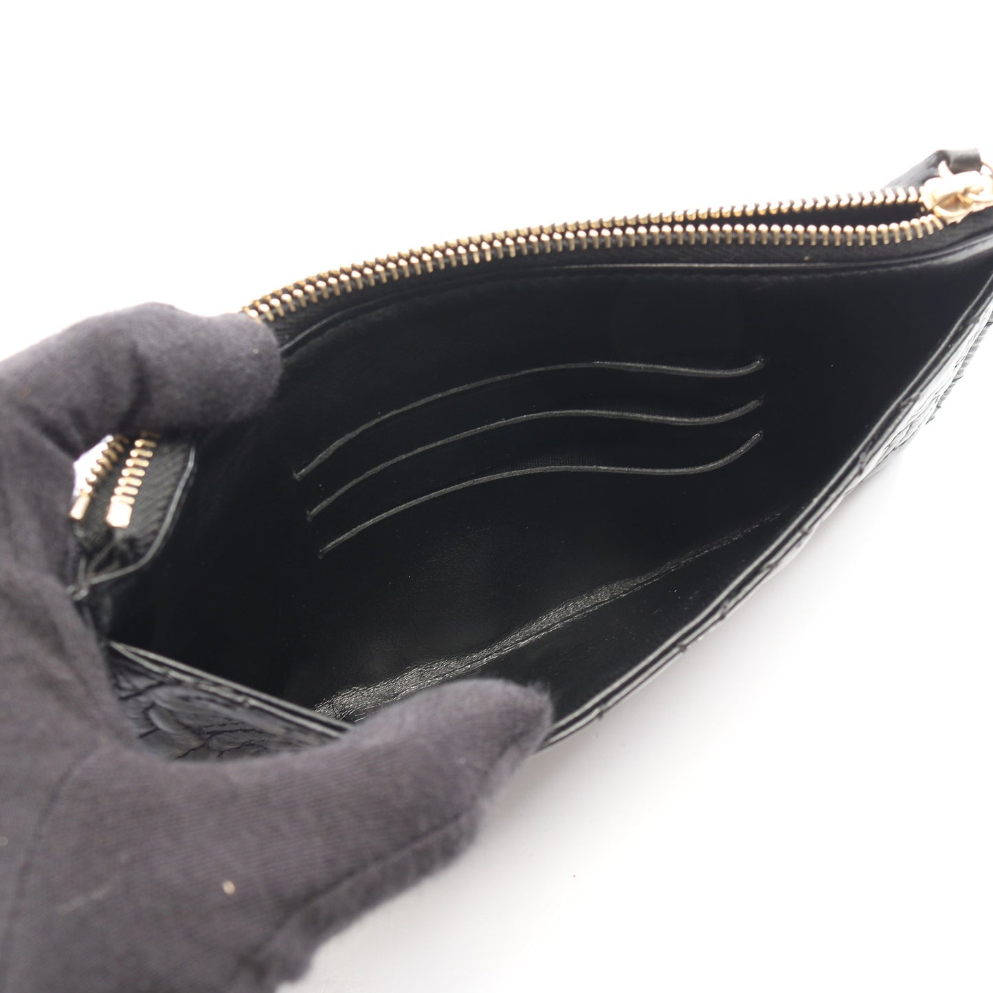 カメリア 長財布 ラムスキン ブラック ゴールド金具 シャネル