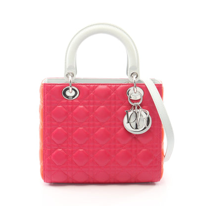 LADY DIOR レディディオール カナージュ 2WAY ハンドバッグ レザー ピンクパープル オレンジ ライトブルー クリスチャンディオール