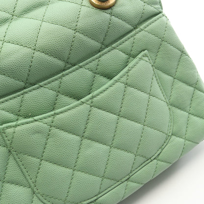 ココハンドル フラップ マトラッセ 2WAY ハンドバッグ キャビアスキン ライトグリーン ゴールド金具 シャネル