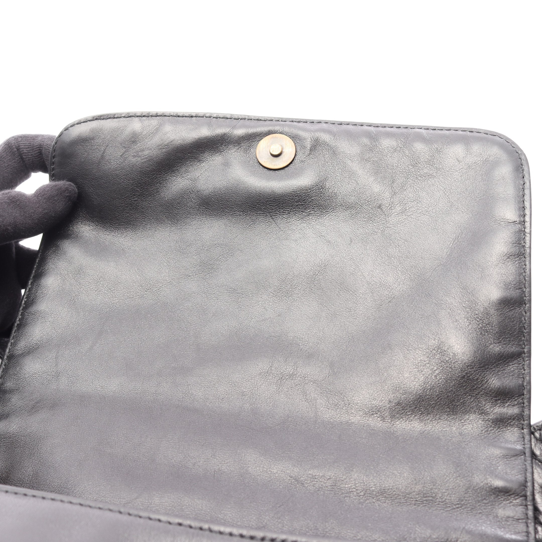 ココマーク ショルダーバッグ ラムスキン ブラック ゴールド金具