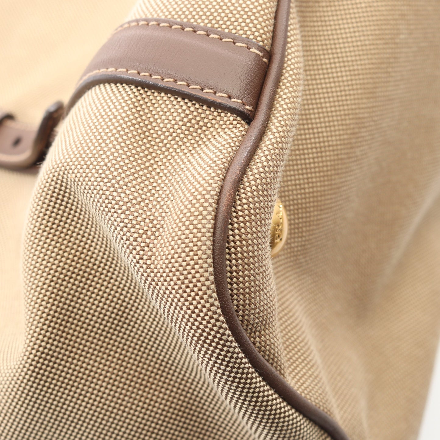 LOGO JACQUARD ロゴジャガード 2WAY ハンドバッグ トートバッグ キャンバス レザー ベージュ ブラウン プラダ