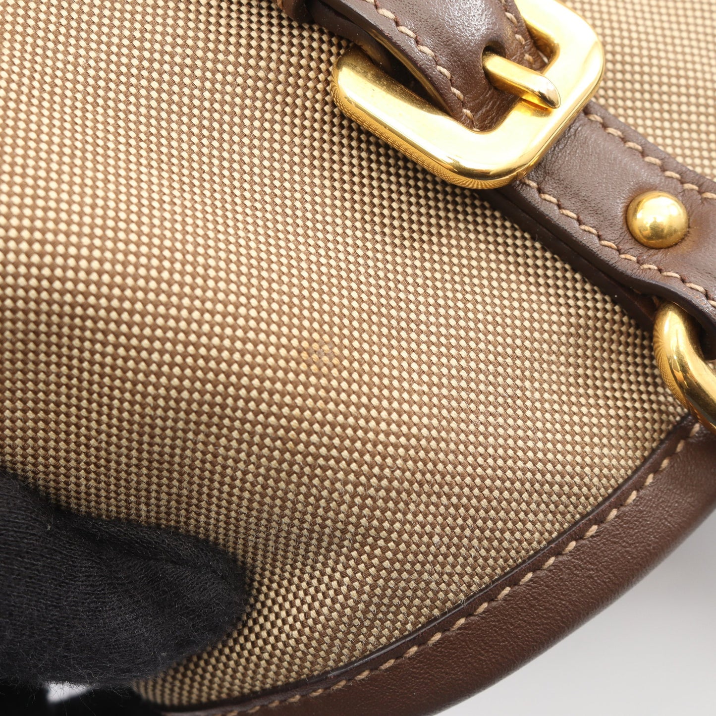 LOGO JACQUARD ロゴジャガード 2WAY ハンドバッグ トートバッグ キャンバス レザー ベージュ ブラウン プラダ