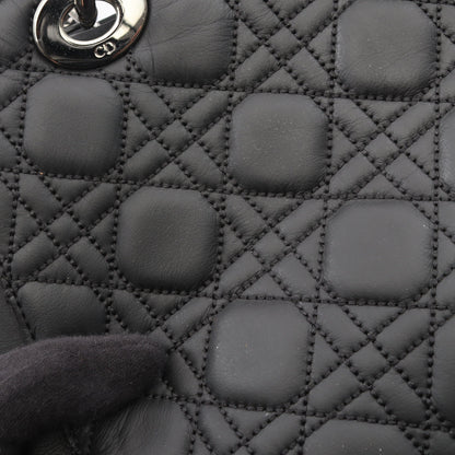 LADY DIOR レディディオール カナージュ 2WAY ハンドバッグ レザー ブラック クリスチャンディオール